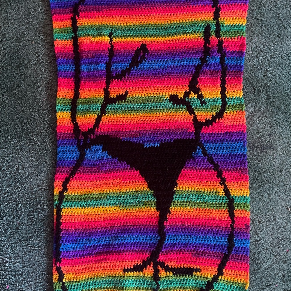 Colorful Crochet Wall Hanging 37in